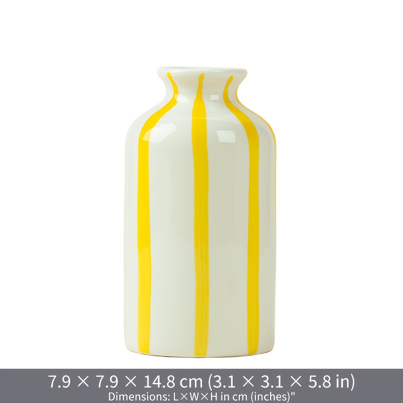 Country Style Ceramic Striped Floor Vase - Black And White , Ideal For Farmhouse, Living Room Shelf Decor, Valentine's Day Mother's Day Gift
