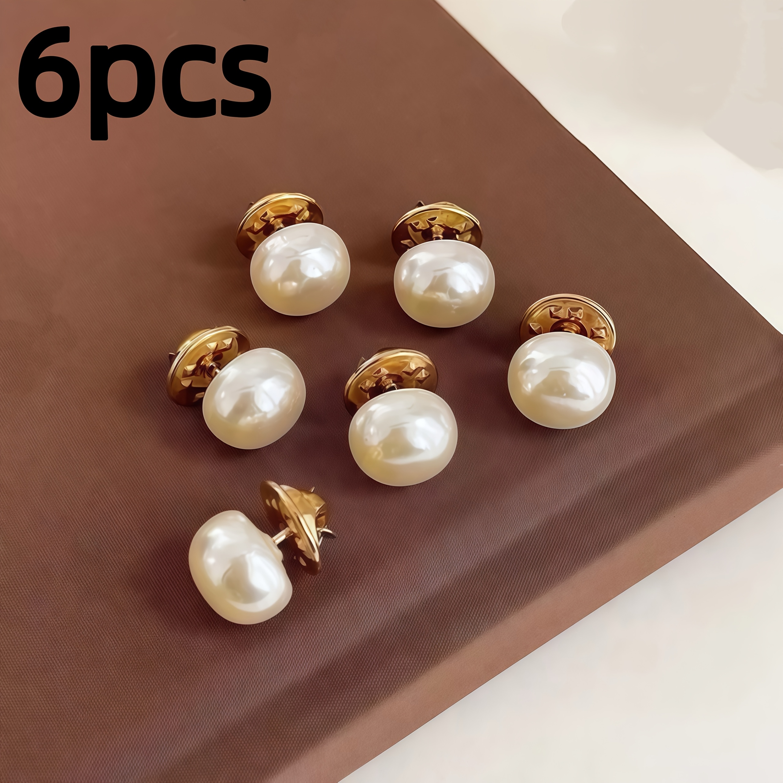 6pcs No-sew Pearl Anti- Buttons, Invisible Brooches, Clothes-friendly, For Shirt Necklines
