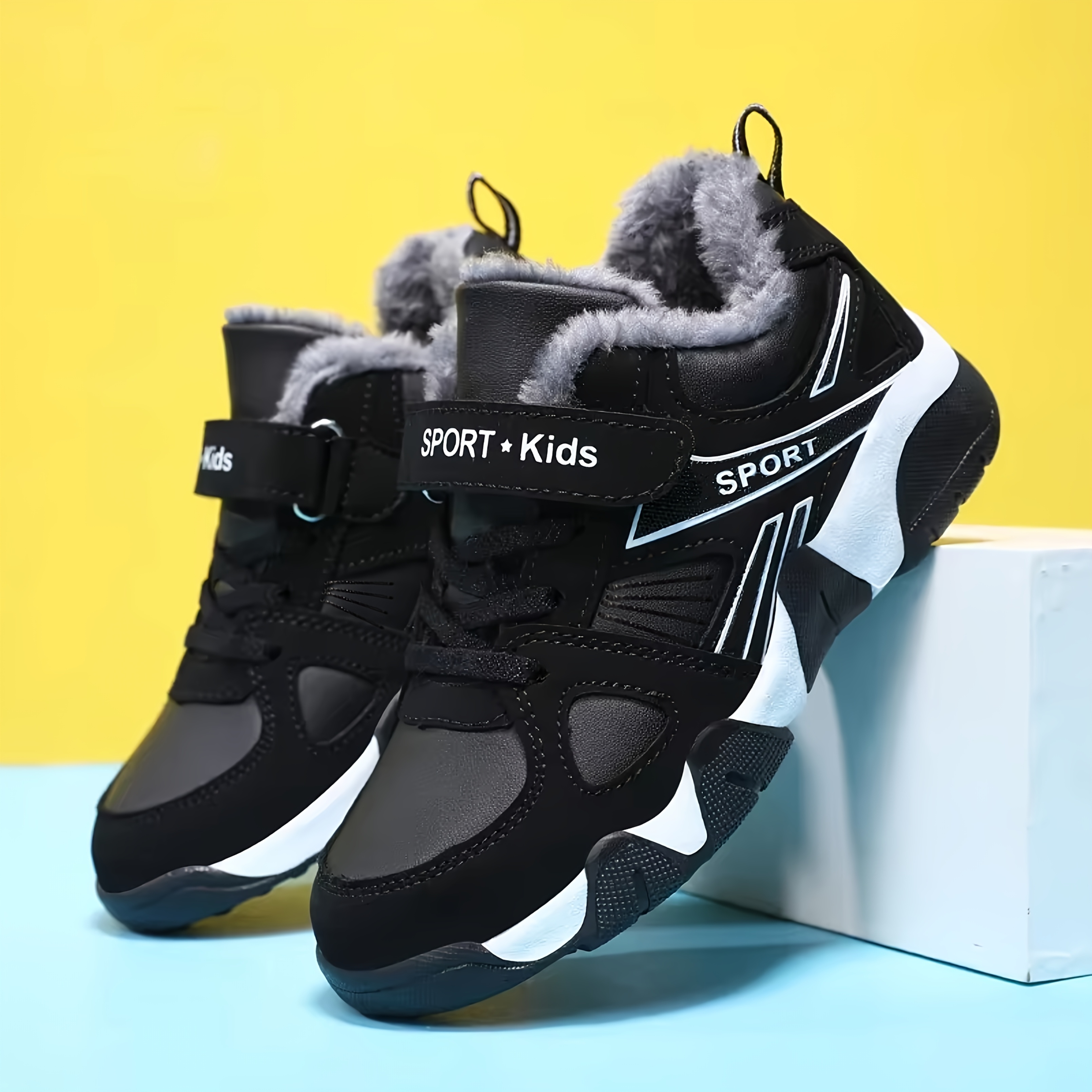 fleece lined autumn winter casual athletic shoes lightweight comfortable fashionable breathable warm boys girls