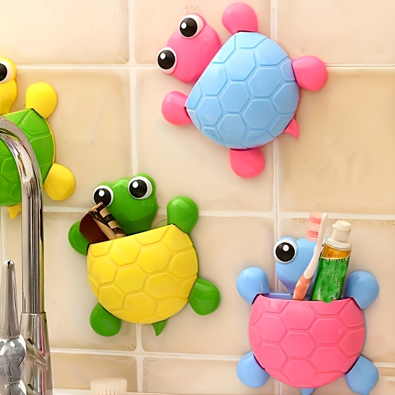 

Wall-mounted Suction Cup Storage Rack With A Cute Design, 1pc, Toothbrush Holder, Creative Cartoon Bedroom Living Room Kitchen Bathroom Organizer, Toothpaste Holder, Home Decoration Bathroom Supplies