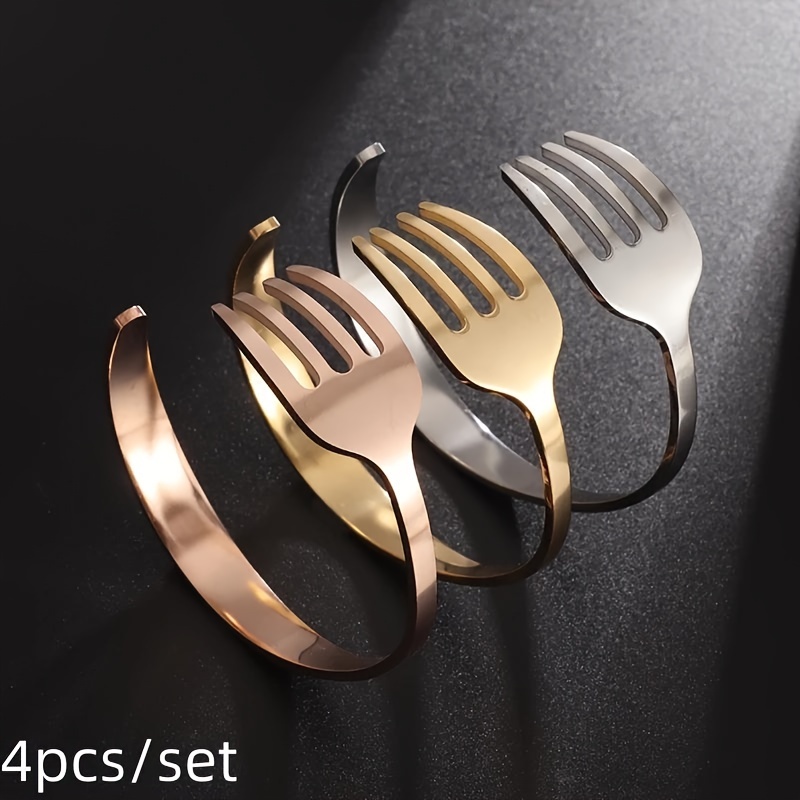 

4pcs/set Fashionable And Steel Knife And Fork Bracelet Accessories, Casual And Fashionable All-match Accessories