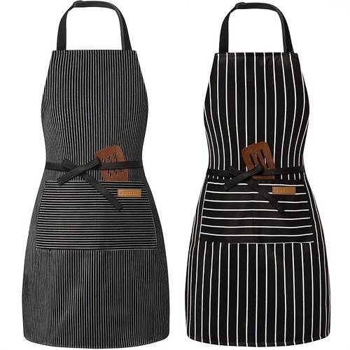 2pcs extra long adult aprons set adjustable ties deep pockets unisex waist apron for cooking baking bartending housework great gift for dad mom chef
