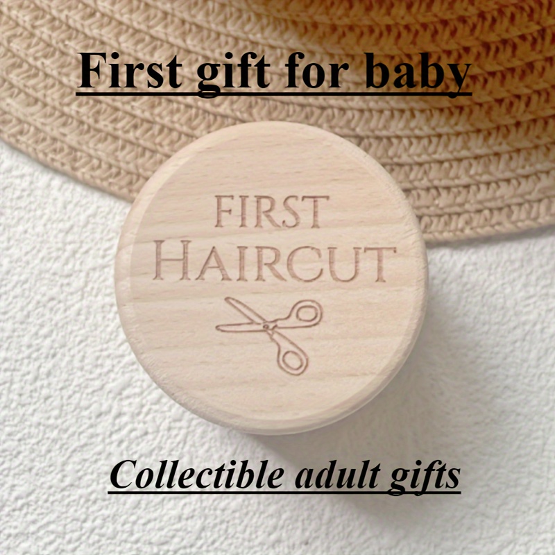 

First Haircut Wooden Keepsake Box - Ideal New Parent Gift, & Hair Storage, With "first Haircut" Engraving, Includes Scissors Icon