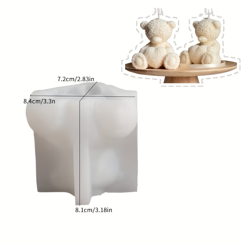 Image of Resin Mold 1pc Heart-shaped Plush Bear Dropping Glue Resin Silicone Mold Gypsum Cement Silicone Mold Cute Sitting Bear Scented Candle Mold, Suitable For Handmade Gifts And Desktop Decoration