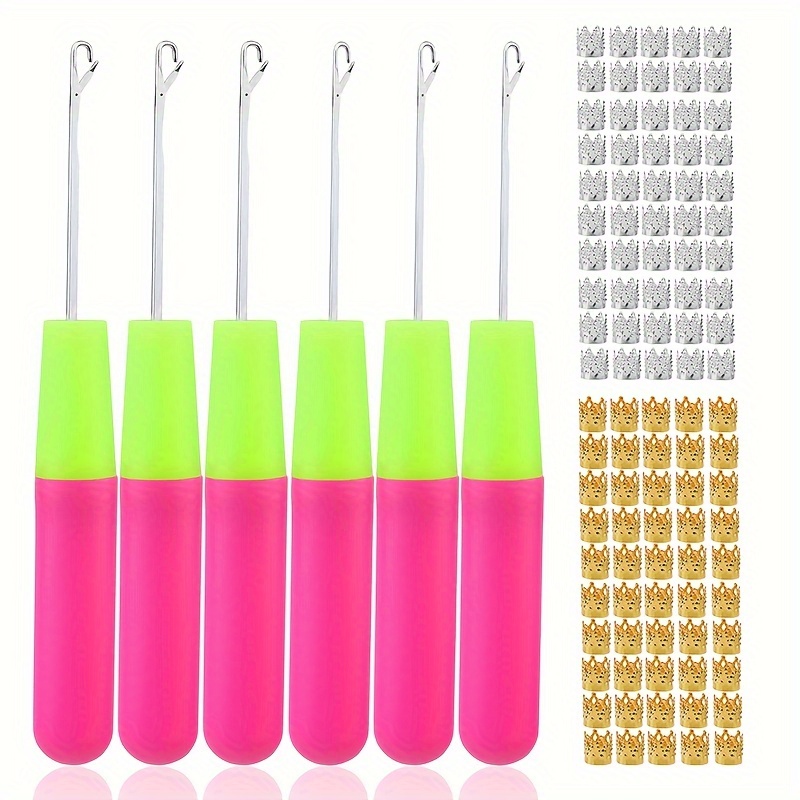 5 Pieces Latch Hook Crochet Set Hair Tool Kit with Handle