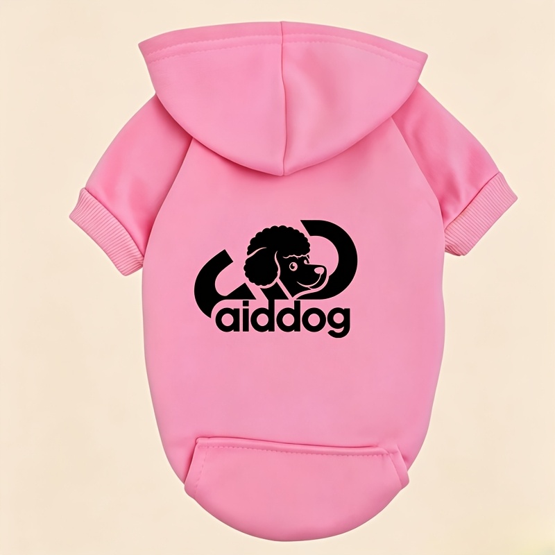 TEMU Gray Solid Logo Theme Pet Hooded Sweatshirt Street Style Trendy Small And Medium Dog Clothes