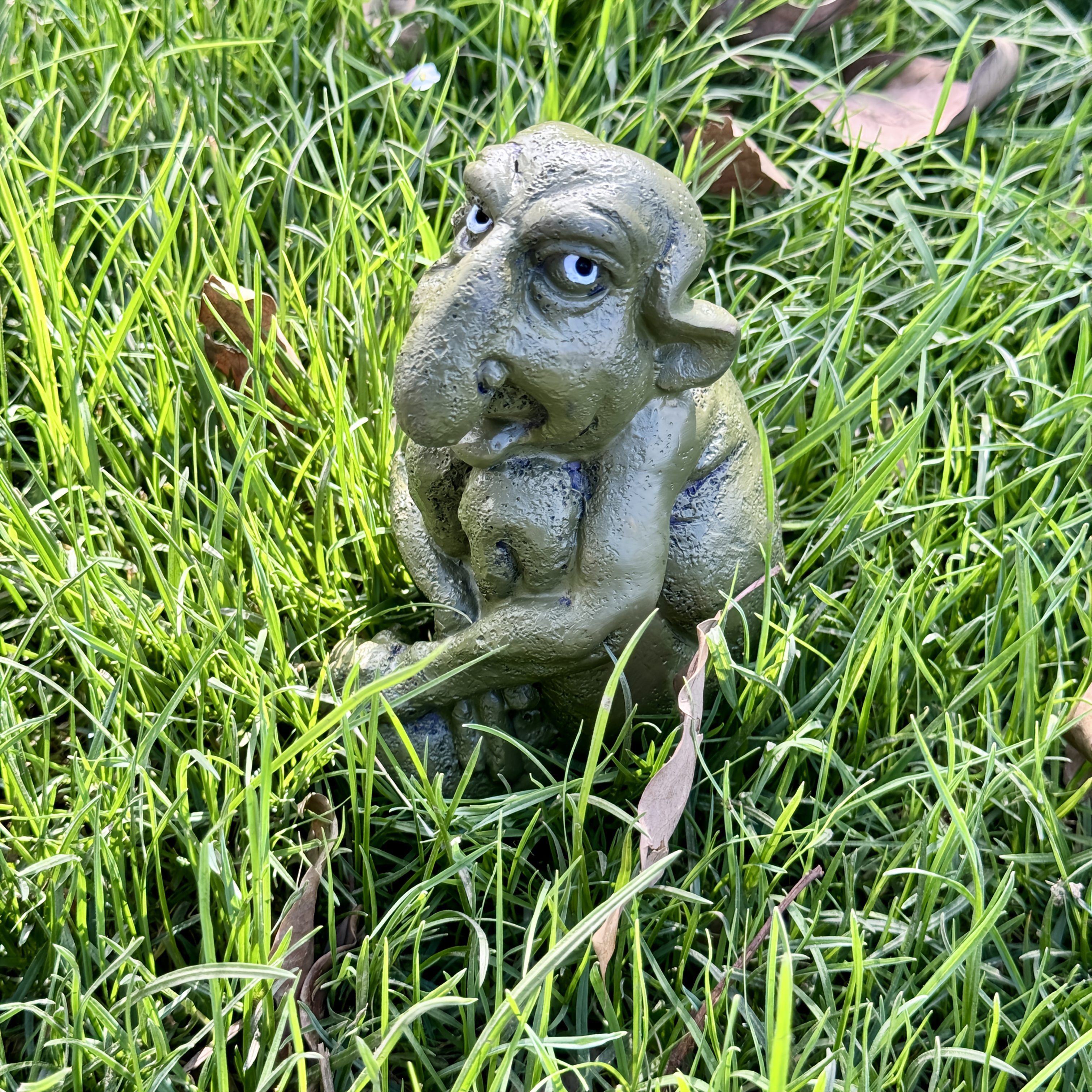 Image of 1pc, Gothic Sculpture Cast Stone Troll Resin Statue, Micro-landscape Resin Craft Ornament, Suitable For Halloween, Easter, And Sewer Courtyard Decoration