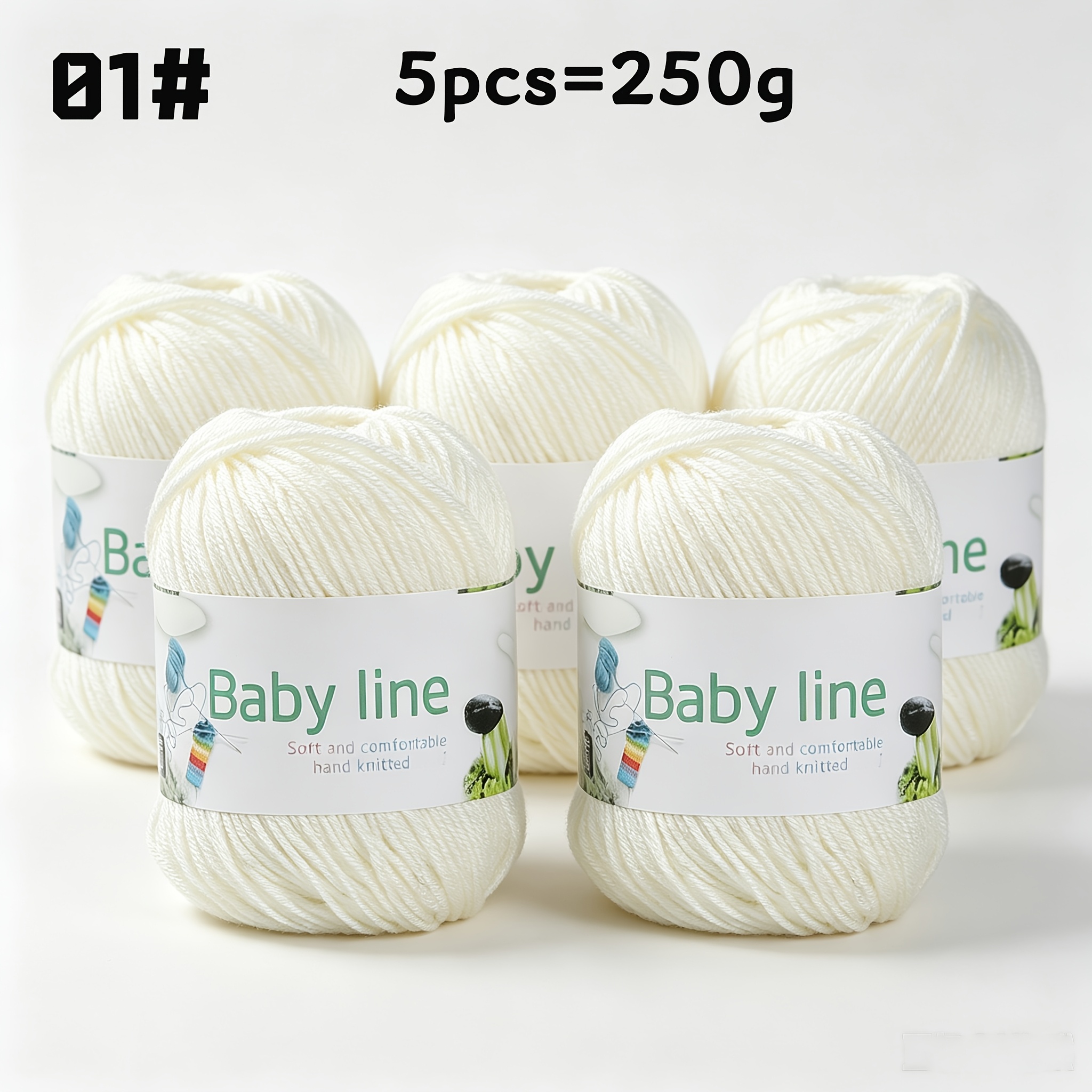 TEMU Fil de peignage moyen 250g/5 pièces pour artisanat, fil de haute qualité , hypoallergénique et au boulochage pour crochet et , matériel de DIY