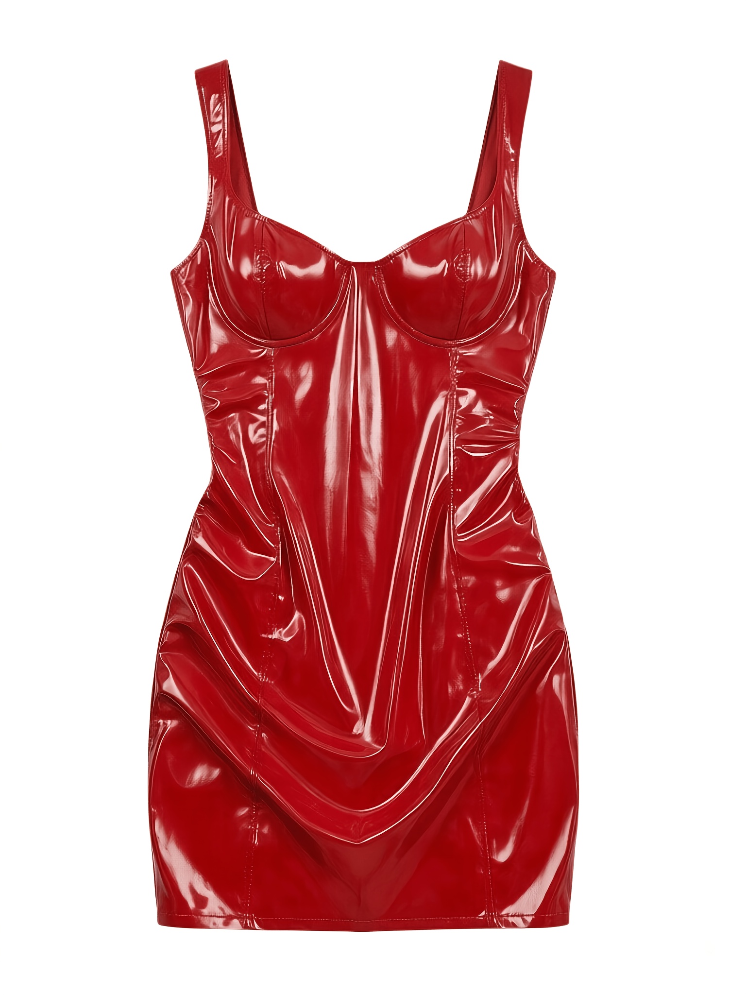 red shiny leather dress Killa dress in Red Patent Red / L / Vegan Leather