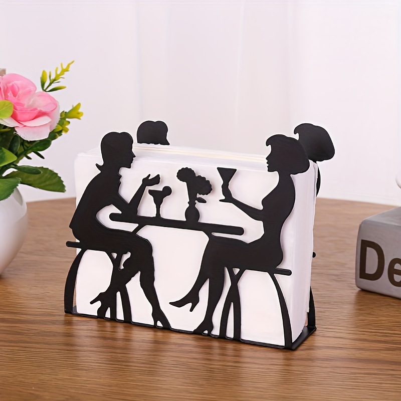 

1pc, Tissue Dispenser, Sister Gathering Party Design Napkin Holder, Metal Napkin Rack For Kitchen Countertop, Dining Table, Table Decoration, Home Decoration