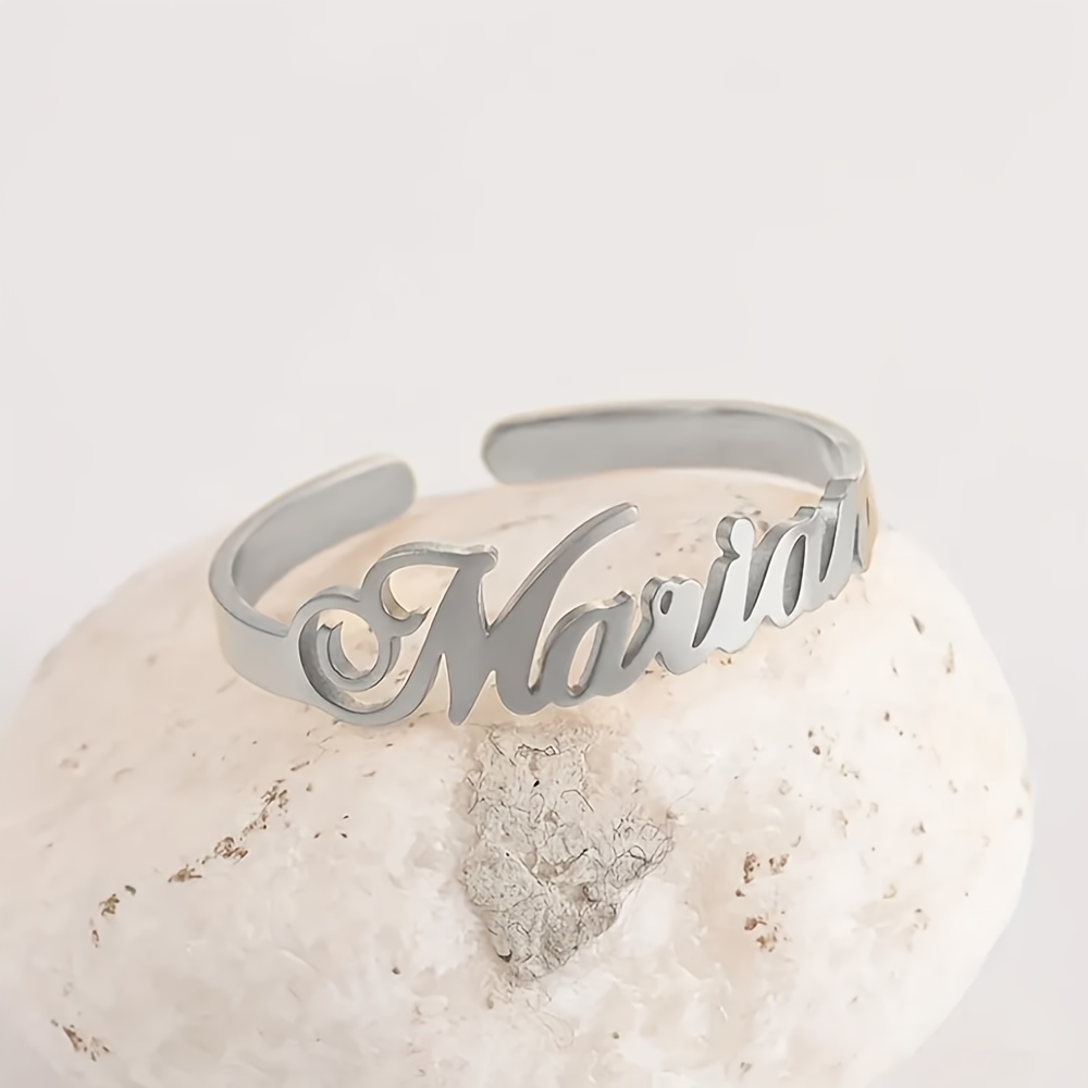 TEMU Custom Name Rings • Personalized Rings • Handwritten Name Rings • Exquisite Stainless Steel Rings • Customized Name Rings • Fashionable