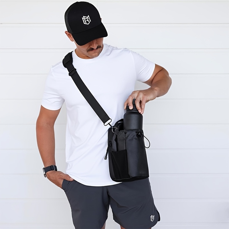 large capacity magnetic absorbent water bottle bag with adjustable shoulder strap crossbody gym outdoor hydration storage pouch storage sleek black bag magnetic closure water bottle storage ba 5