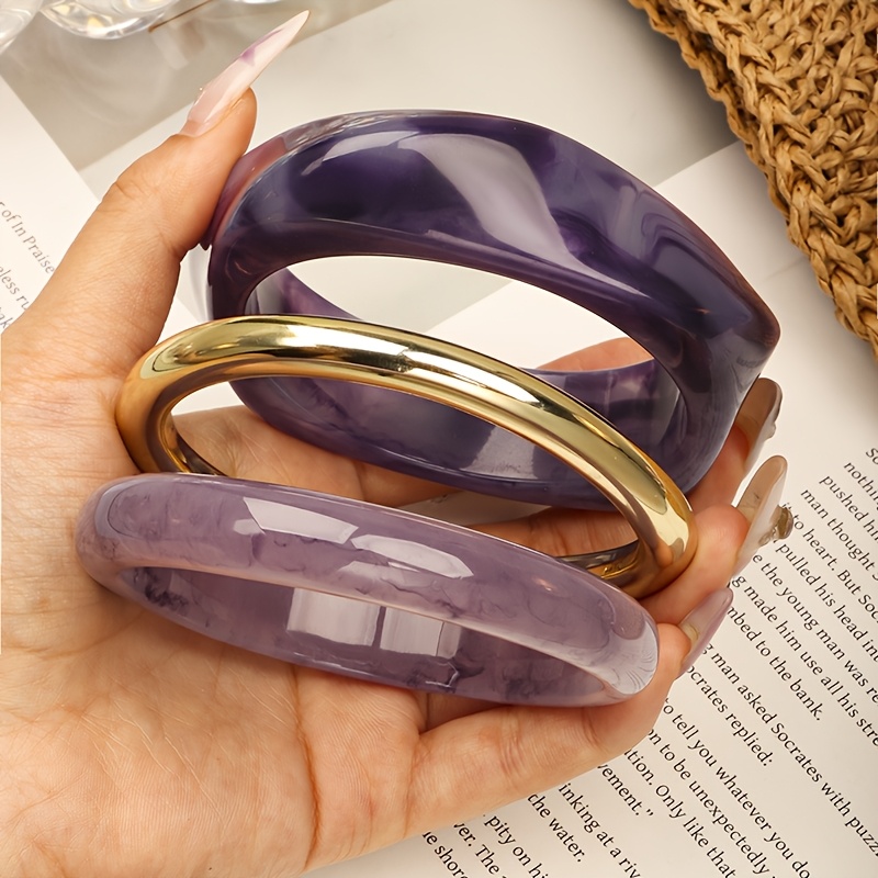 3pcs Fashionable Women's Stackable Bracelet Set, Geometric Design