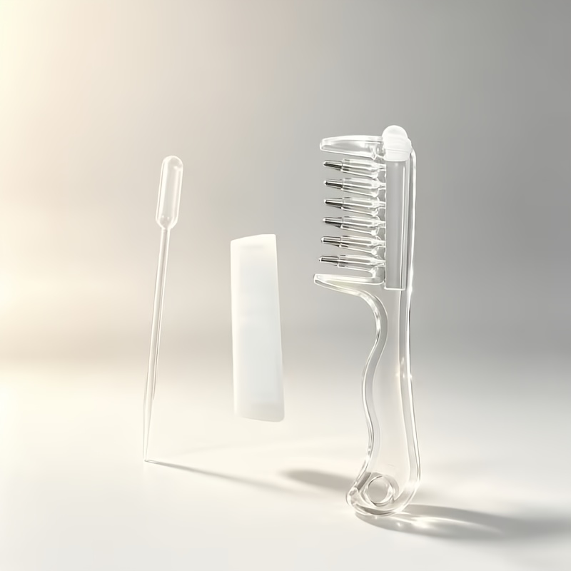 1pc Light Luxury Transparent/pink Liquid- Comb, Stainless Steel Roller Ball Metal Teeth With And Dispensing Design, Replaces Manual Application To Scalp, Hair , And Prevent Hair Loss, Soothes Tight