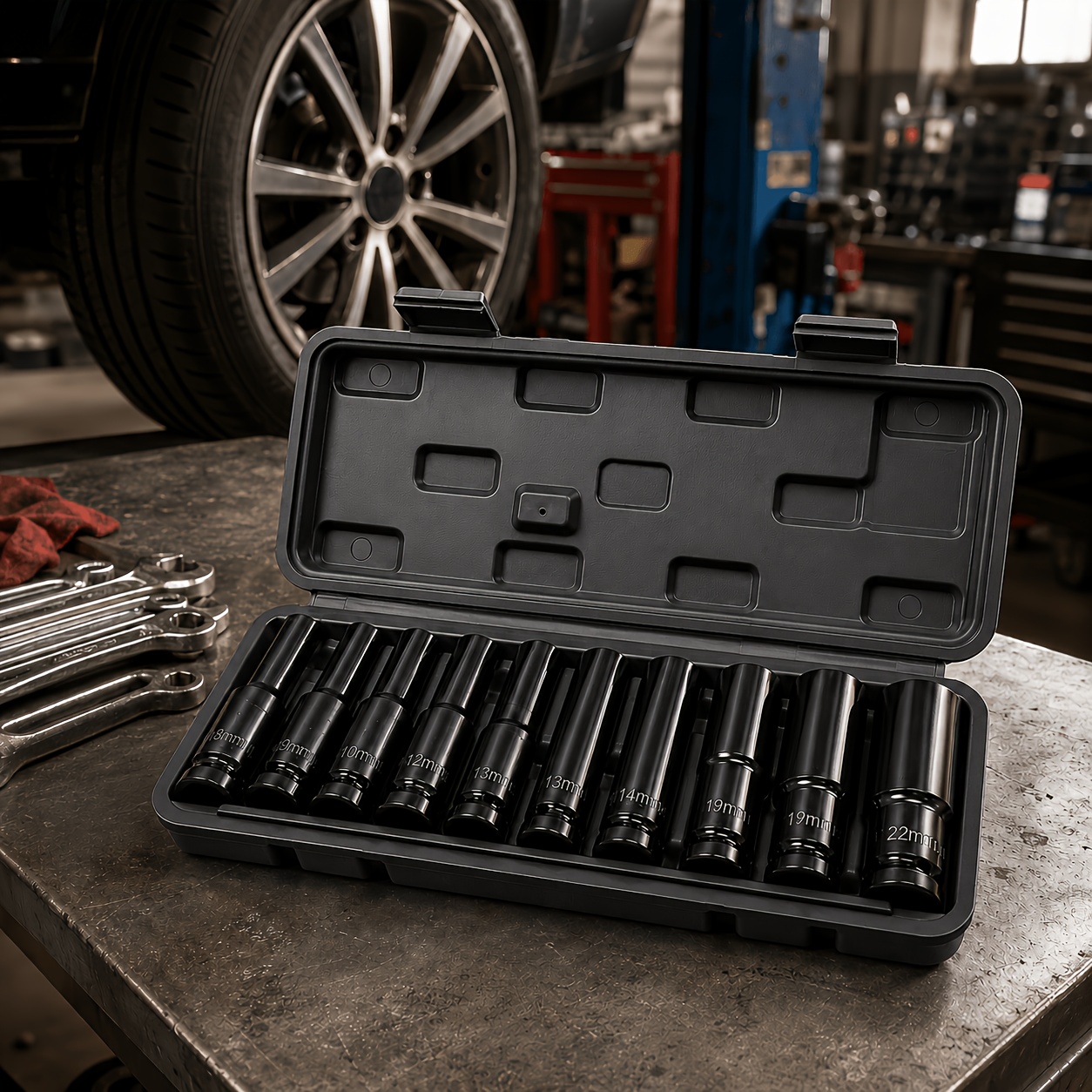 TEMU 10pcs Set 1/ 2 Inch Drive Metric Extended Deep Impact Socket Set, Socket Sizes 8mm-24mm, Electric Wrench Extended Hex Socket Set, Extended