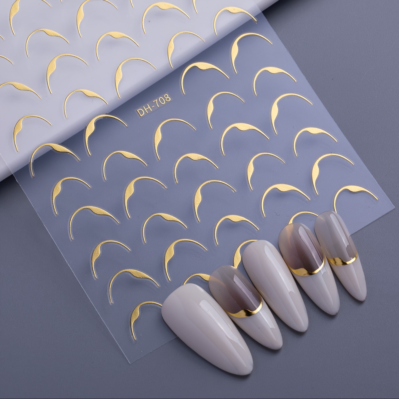 Golden Geometric 3d Waterproof Nail Stickers - Self-adhesive Shimmering Nail Art Decals For , Fantasy Theme Irregular Shapes, Durable Finish, Easy Application Nail Decor