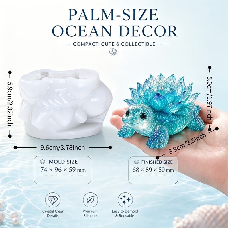 TEMU 3d Lotus Turtle Silicone Mold For Candle, Aesthetic Flower Tortoise Plaster Mold, Zen Style Resin Casting Silicone Mold, Nature Decor Ornament