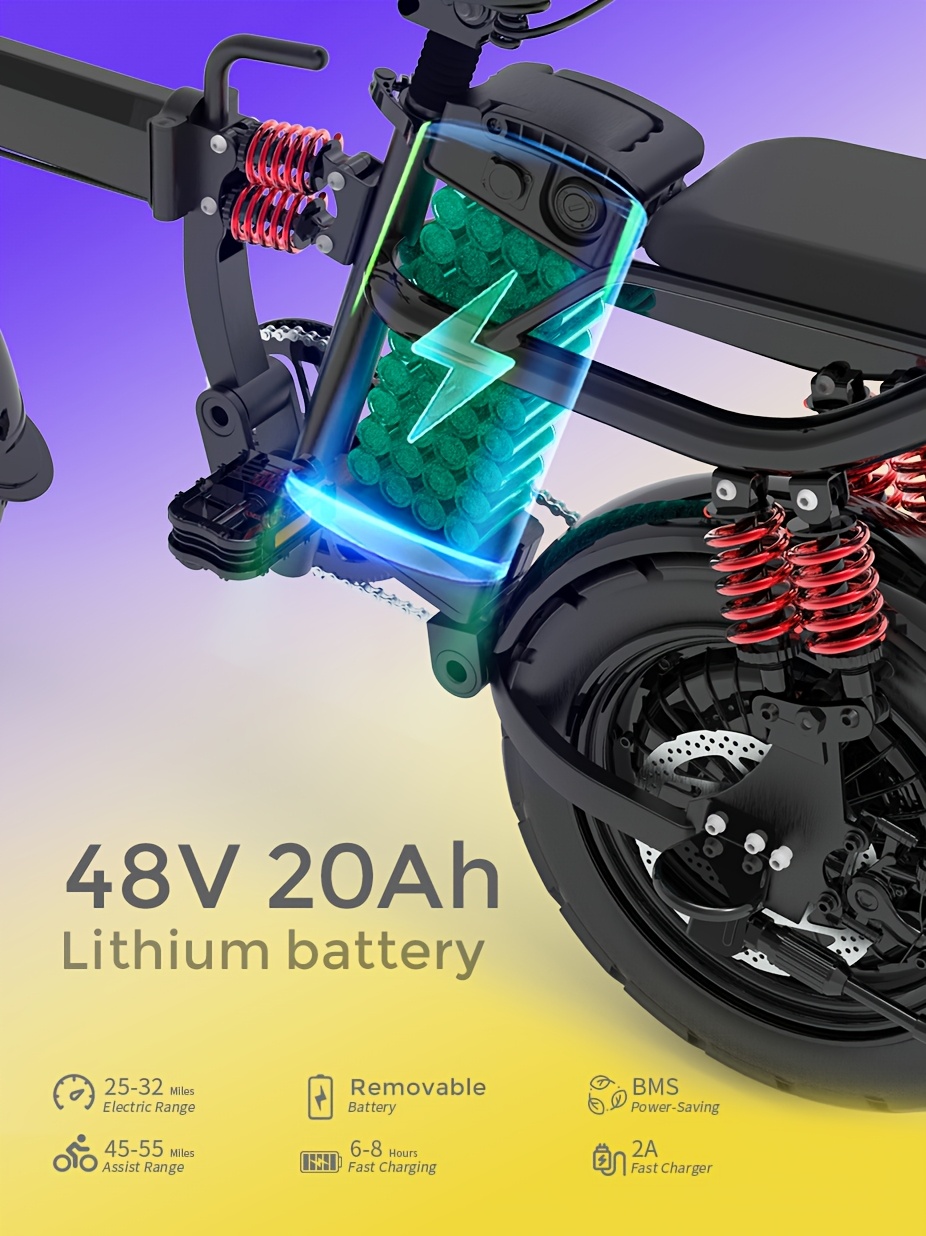 [Folding E-Bike] 700W Folding E-Bike for Adults: Tackle 25° Hills & 20MPH Speeds. 35-Mile Range with 48V 20Ah Removable Battery, 385LBS Capacity & 11-Layer Shock Absorption for A Smooth Ride. Your All-in-One Commute & Adventure Solution