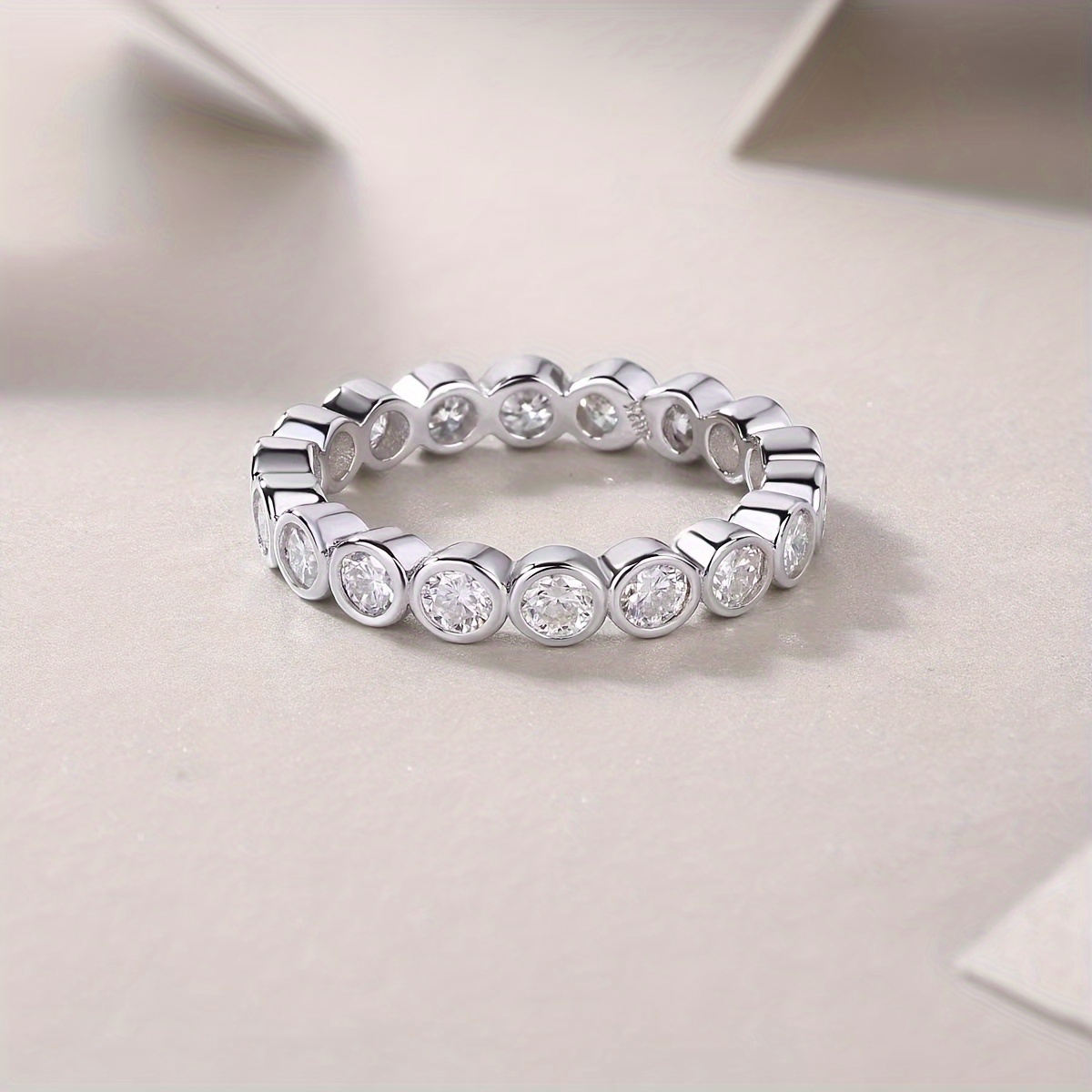 TEMU 1pc S925 925 Silver Inlaid About 2 Carats Moissanite Ring Is Very Suitable For Birthday Party Gifts For Men And Women