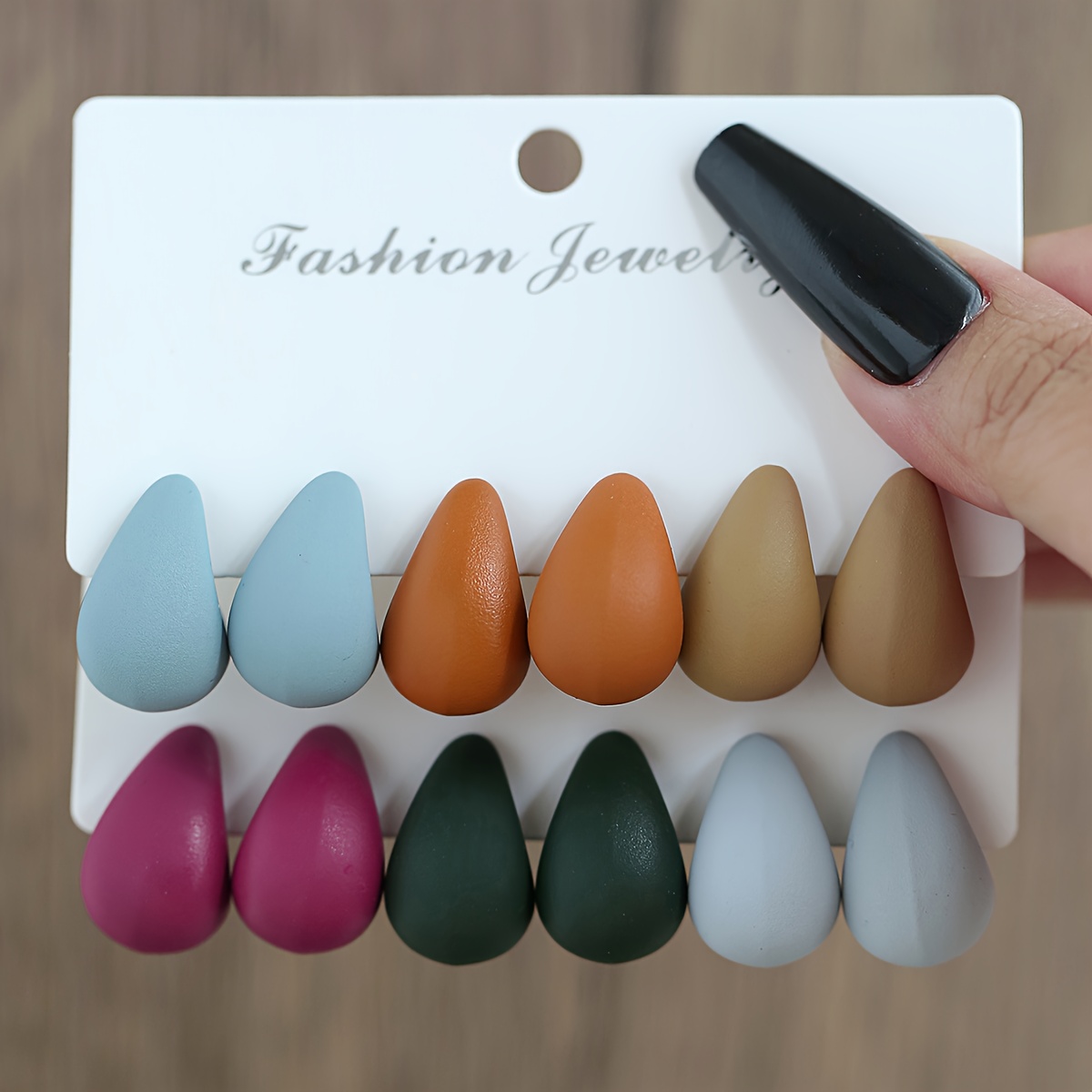 TEMU 12pcs Teardrop-shaped Earrings Set Contrast Geometric Style, Versatile Casual Jewelry, Suitable For Daily Wear, Parties, And Vacations