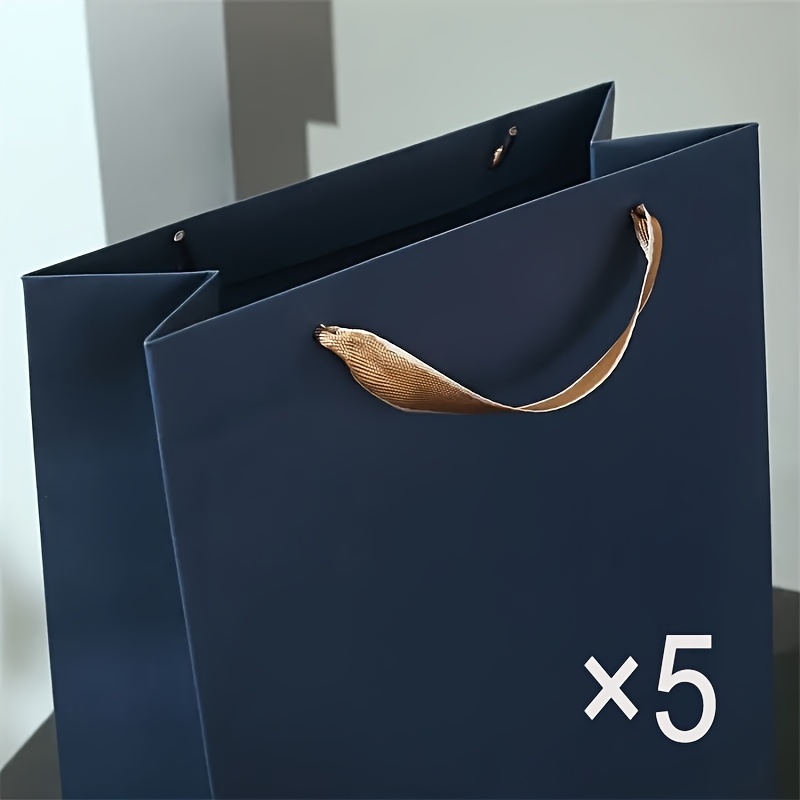 TEMU Gift For Her/him 5pcs Gift Packaging Bag, Retro Navy Paper Bag, Fashionable High-end Business Handbag, Clothing Store, Jewelry Store, Gift Gift
