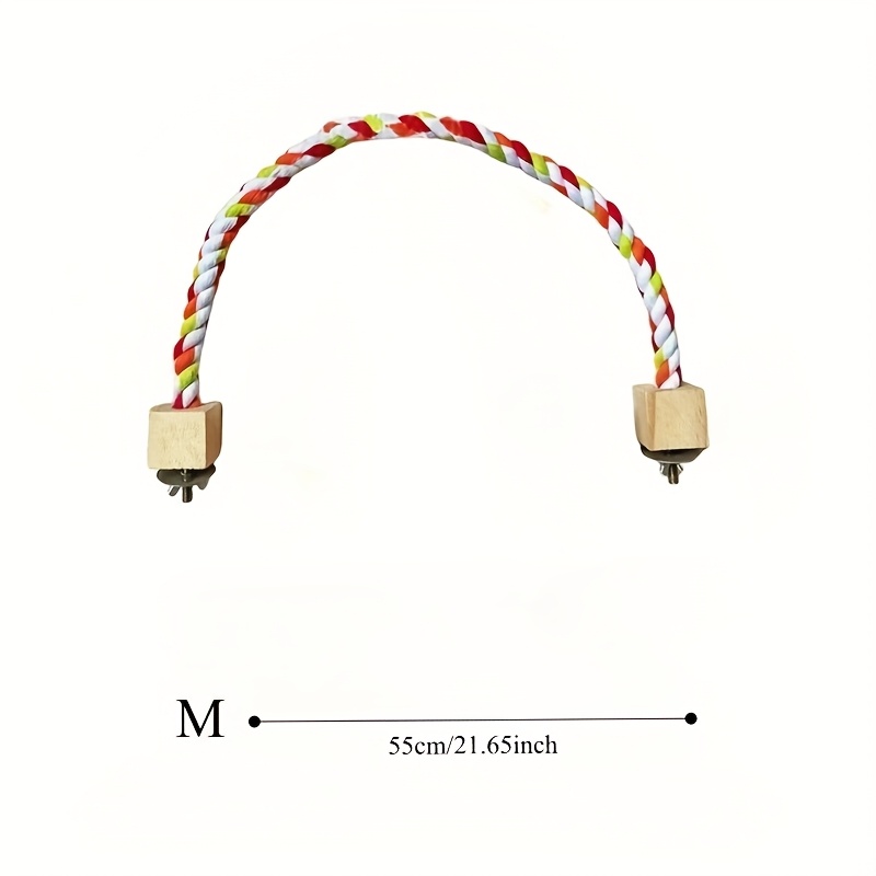 TEMU Pet Bird Bite Toys Parrot Color Rope Toys Elastic Parrot Climbing Toys Swing Harness Cage Pet Toy Swing Stand