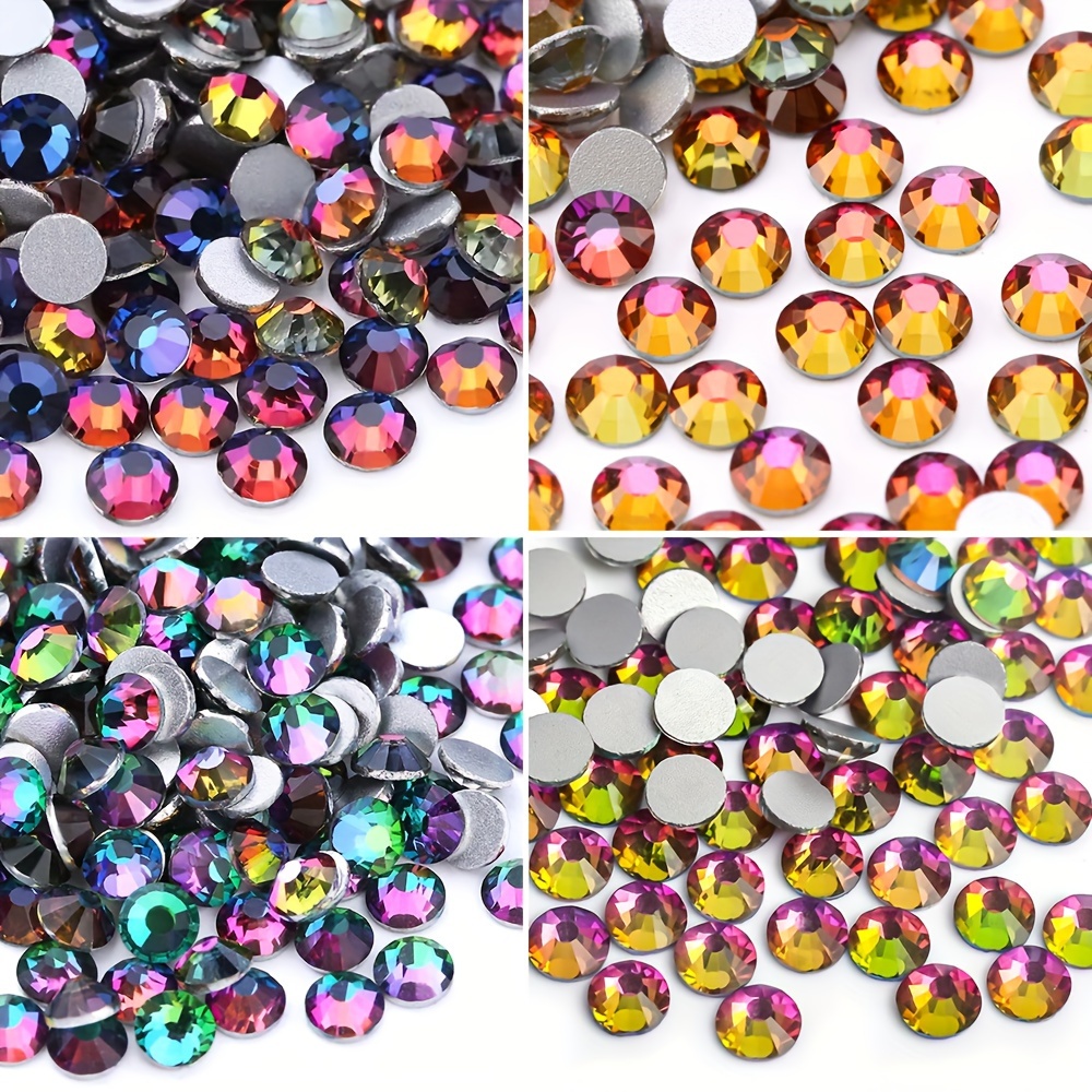 

1440pcs Colorful Flatback Crystal Glass Nail Art Rhinestones, Round Nail Art Gemstones For Making Accessories Shoes, Clothes, Face Art, Bags, Manicure