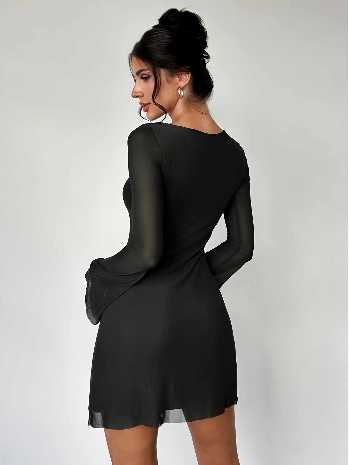 knee length dresses for ladies Black Floral Mesh Overlay Fitted Maxi Dress – PinkBlush