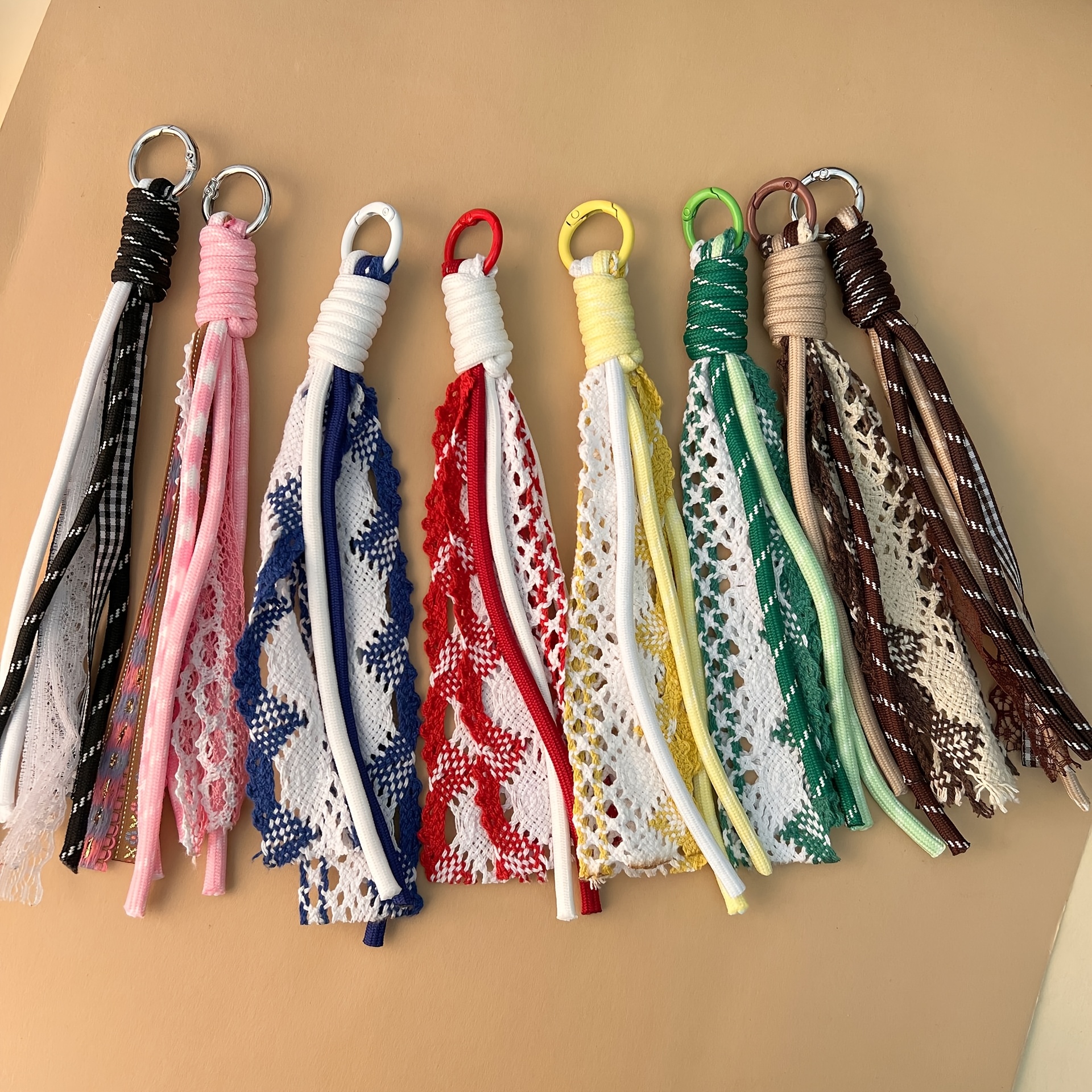 Fabric and Ribbon Tassel Keychains