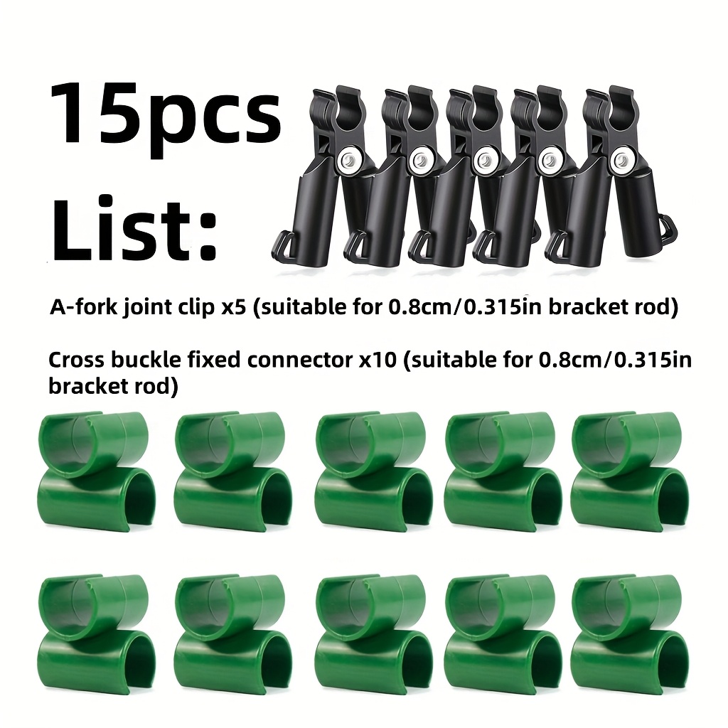 15pcs Of Heavy-duty Adjustable Plant Connector, 8mm Diameter Durable A- Type Clip For Safe Garden Shelf Support