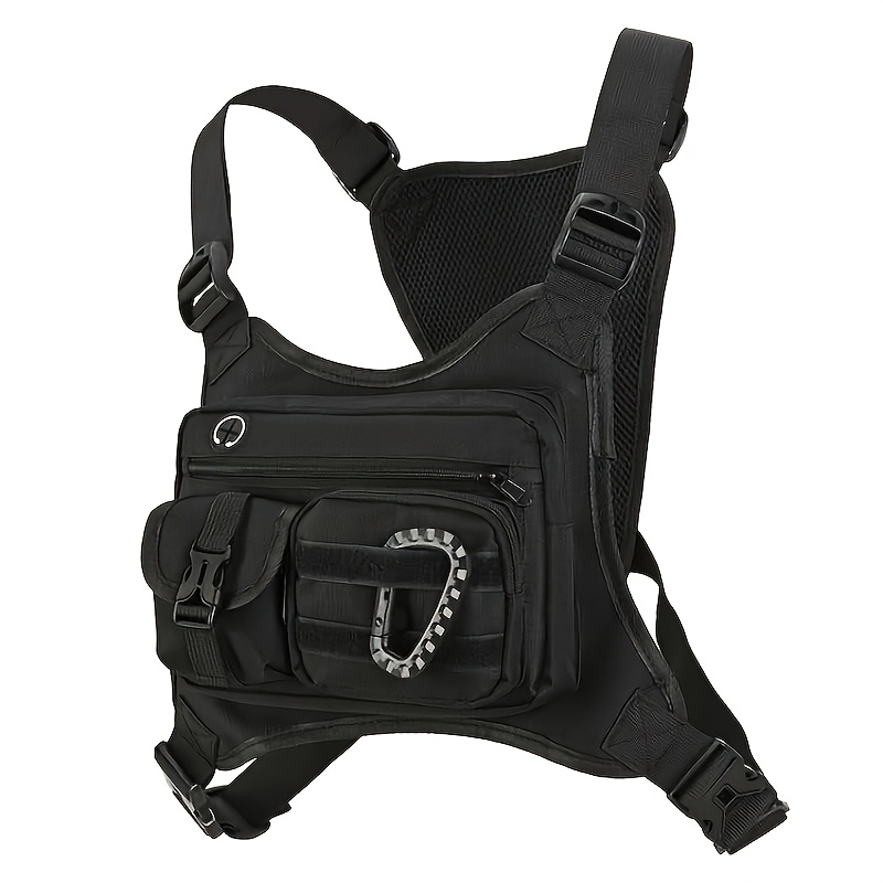 TEMU Fish Tactical Chest Bag Compatible For - Adjustable Shoulder Straps, Multi- Tactical Vest Pack With Durable Zippered Storage, Compact For