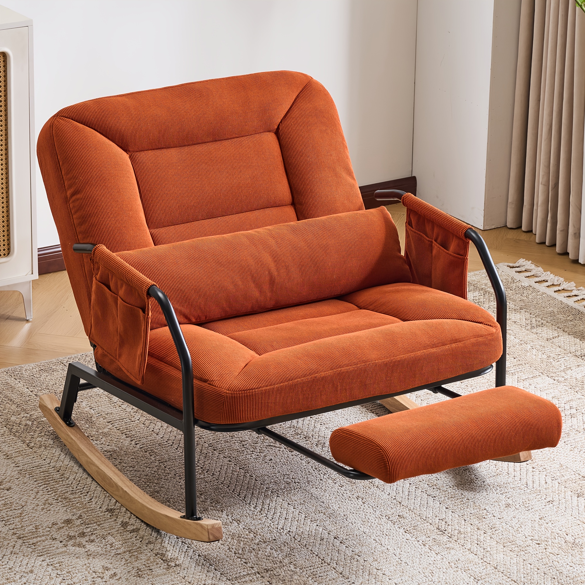 1pc Modern Rocking Chair | Chair For Balcony, Living Room, Bedroom, Suitable For Lying And Sitting, Manual Recliner Operation, No Electricity Needed