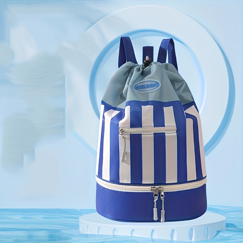 E-shop Trocken-Nass-Trennung Schwimmbeutel, tragbarer Rucksack für Strandbaden und Schwimmen, mit verstellbaren Schultergurten und farbenfrohem