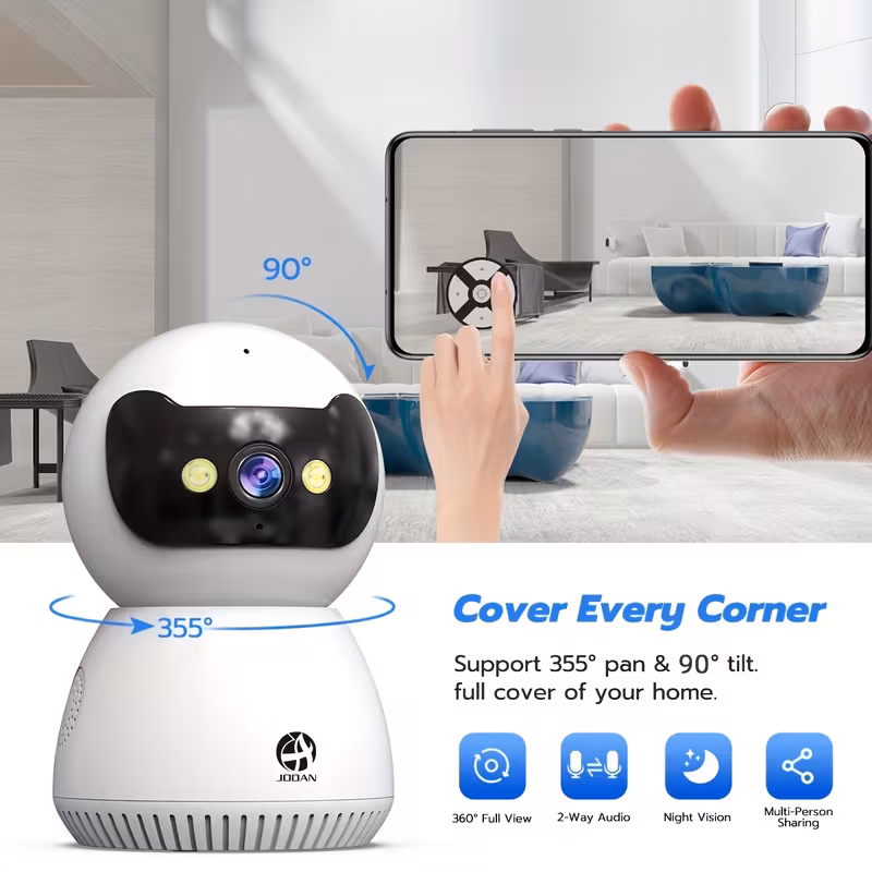 1080p full hd security camera with two way detection and tracking recording remote control app nanny monitoring and safety surveillance for family and pets Product details 3