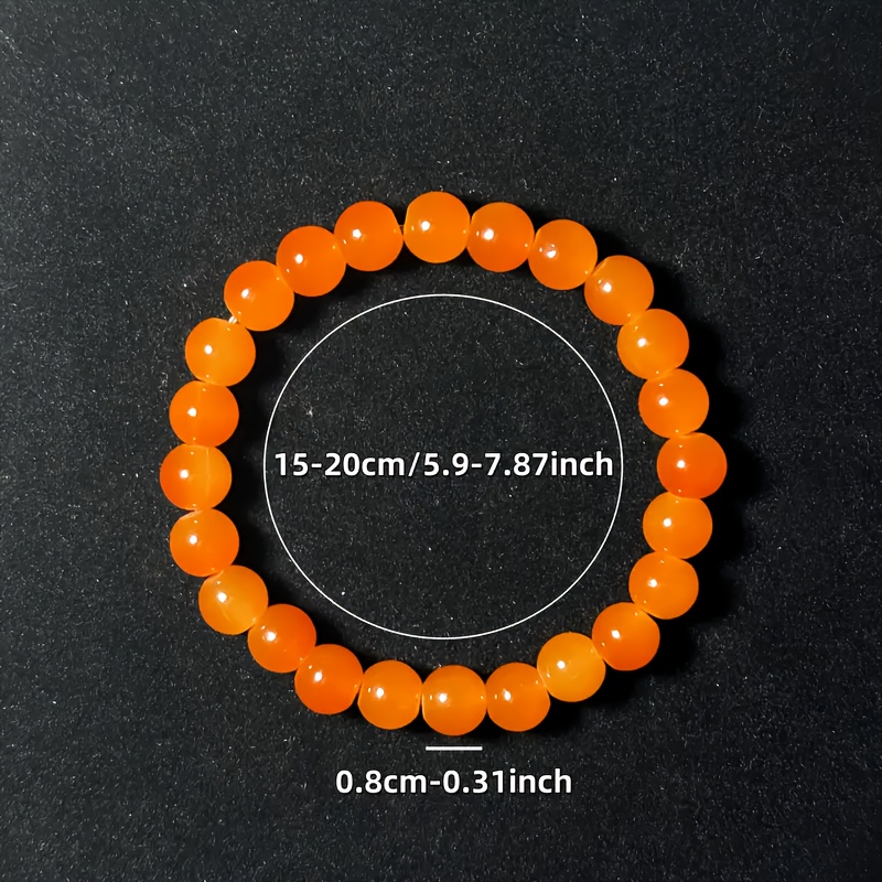 Natural Orange Bead Bracelet 8mm for Casual Attire
