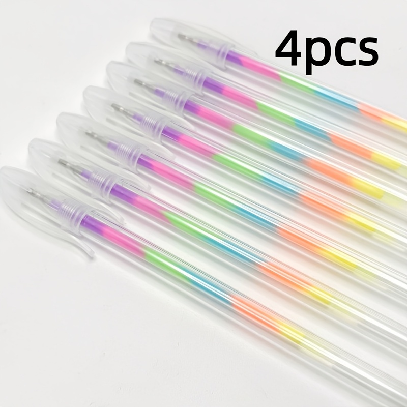 TEMU 4pcs Fluorescent Colored Gel Pen Set, Suitable For Professional Art Painting, Illustration, And Journal Making, Back To School, Office Supplies