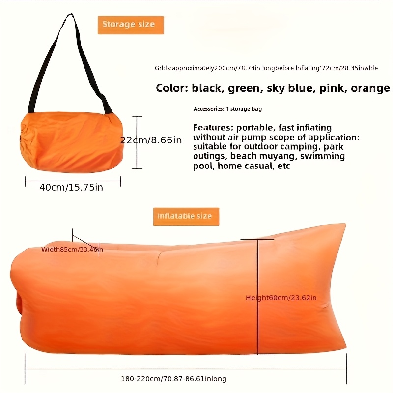 Outdoor Leisure Quick-Fill Self-Inflating Air Sofa, Portable Beach Air Mattress, Foldable Couch Air Cushion, Polyester Fiber, Rectangle Shape, Ideal for Camping & Festivals, Festive Air Sofa | Vibrant Air Sofa | Durable Air Mattress, Air Mattress for Outdoor Campin