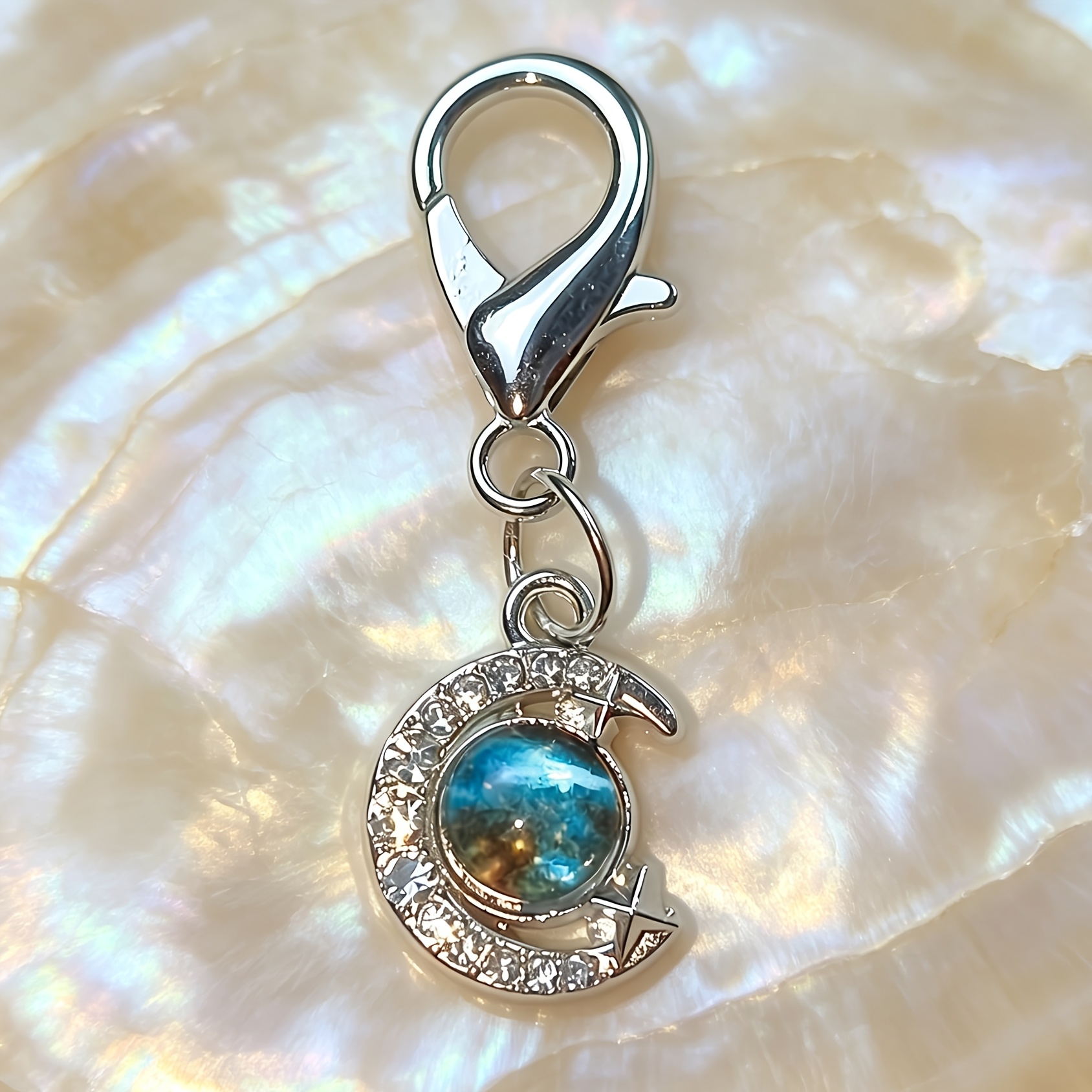 Celestial Sun and Moon Bag Charm, Sparkling Keychain