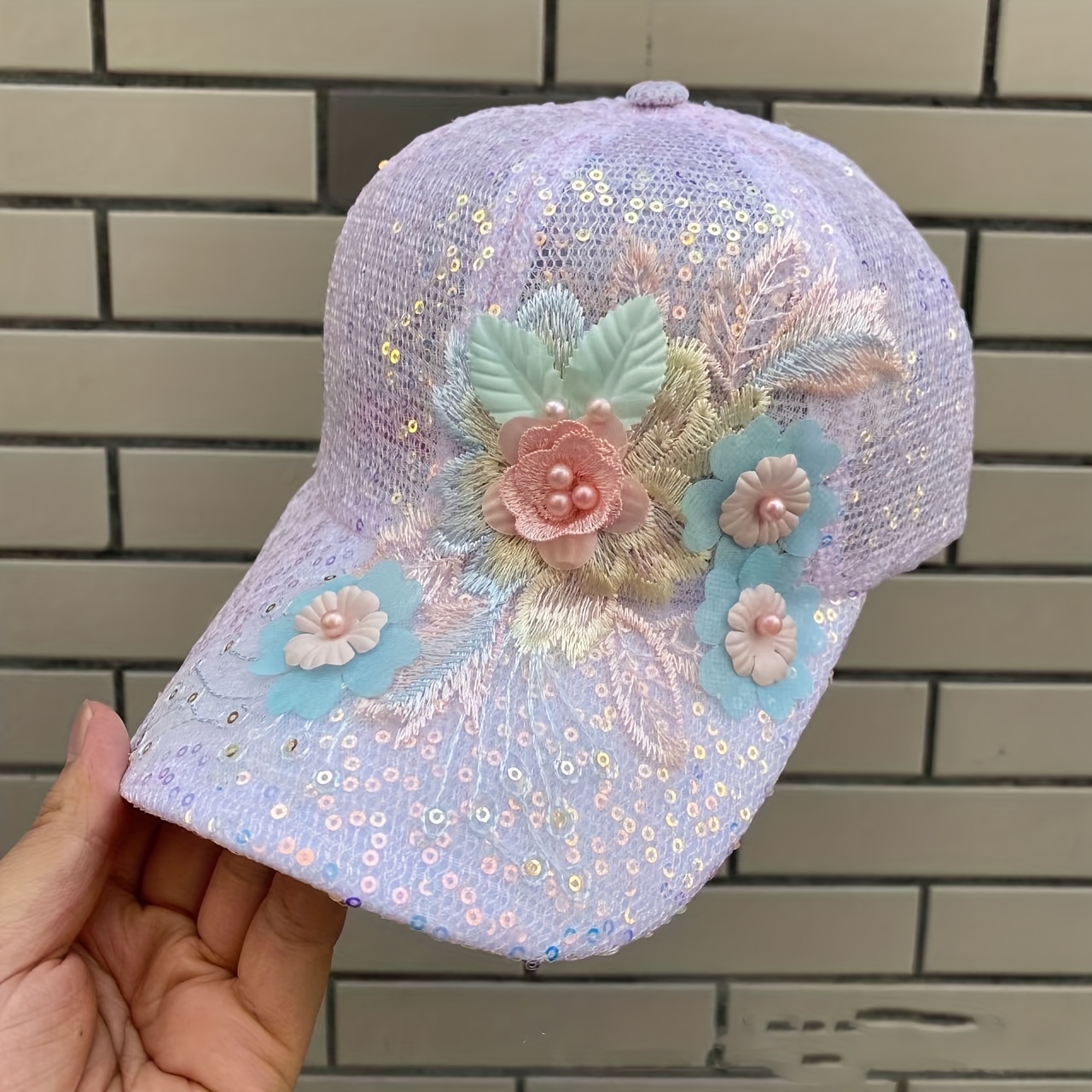 a thin summer lace baseball cap women featuring embroidered