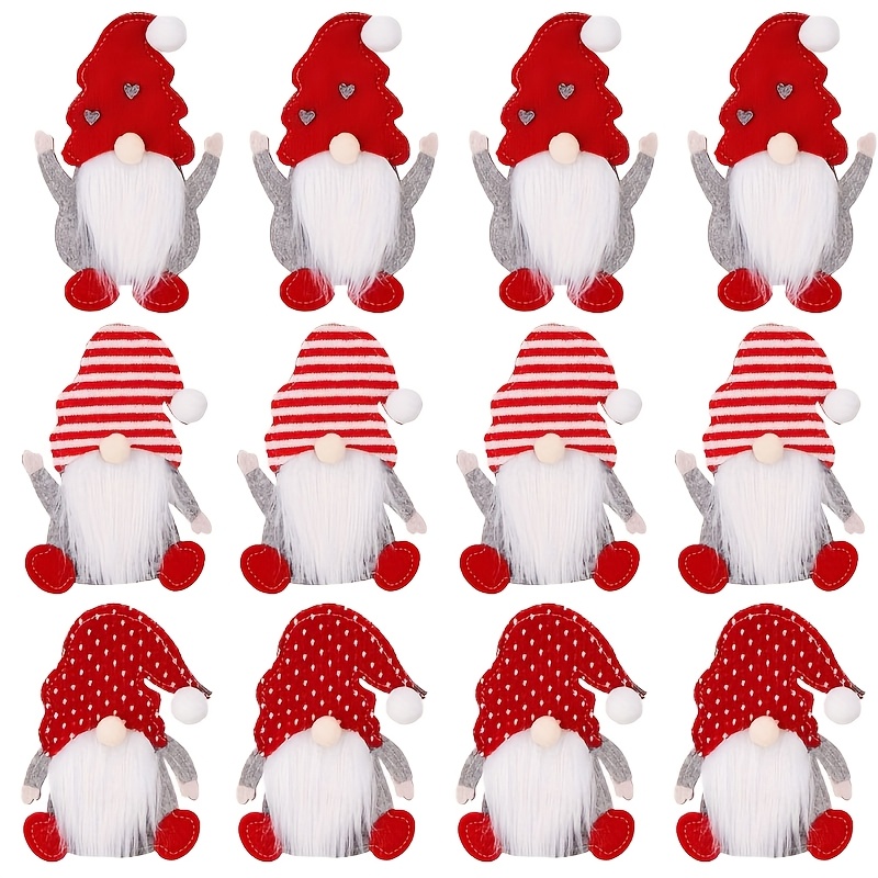 TEMU 12pcs Set, Christmas Festive Tableware Storage Bag Set, 3 Faceless Elderly Combination Felt Tableware Bags, Silverware Tableware Storage Device,