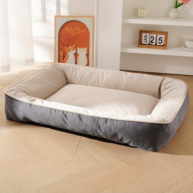 1pc corduroy thickened square pet nest medium large dog bed soft comfortable   universal Product details 1