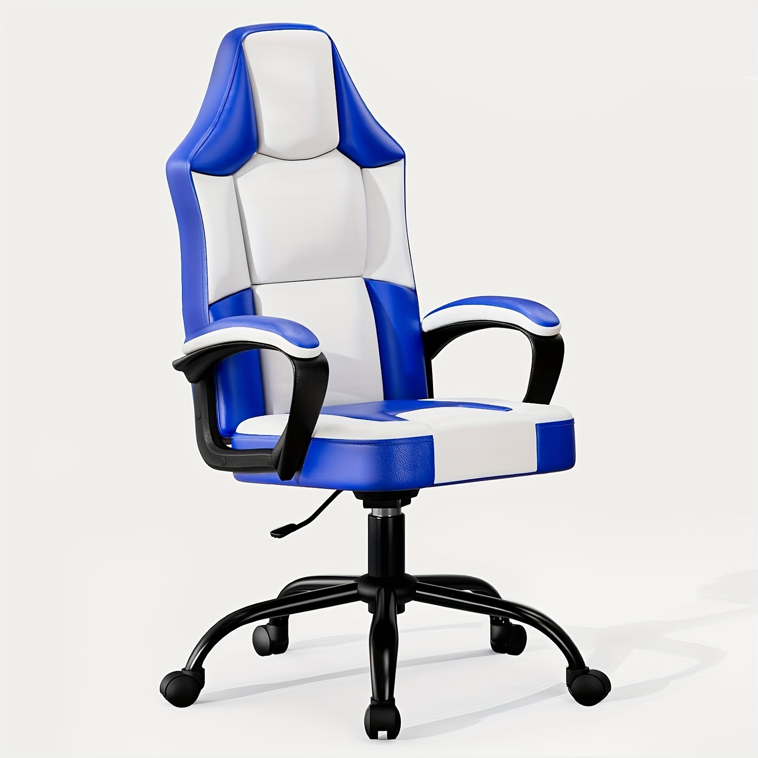 

Ergonomic Gaming Chair, Pu Leather For Adults, Reclining Gamer Chair Office Chair, Comfortable Computer Chair For Heavy People, Blue And White