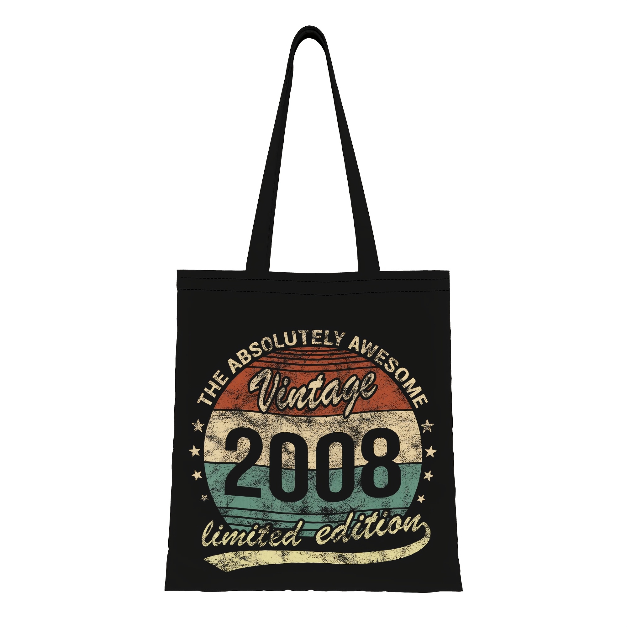 TEMU Sac fourre-tout sur le thème Vintage 2008 - Grande , style rétro pour anniversaire, convient pour les courses et les - Sac lavable en machine
