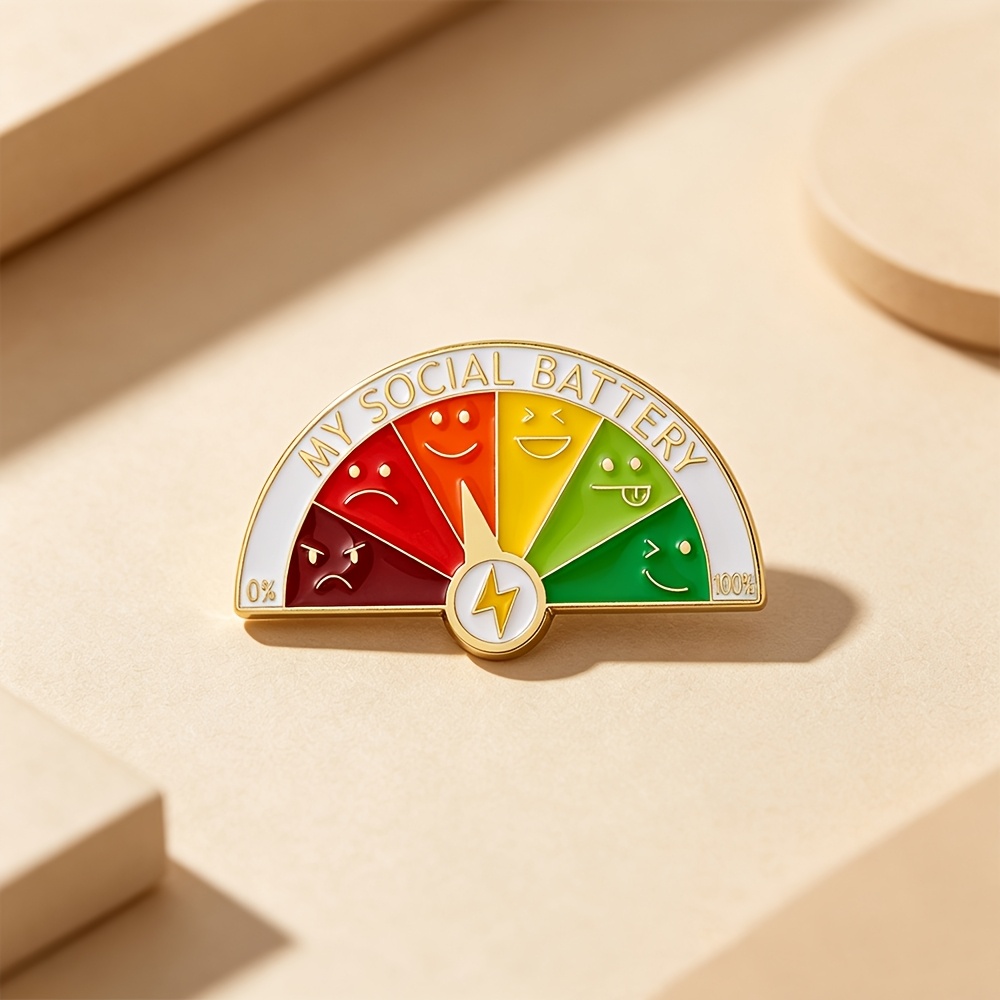 Image of [cannot Rotate] My Social Battery Enamel Brooch Pins Fashion Decorative Brooches Ornaments Lapel Bag Badges Jewelry Gifts