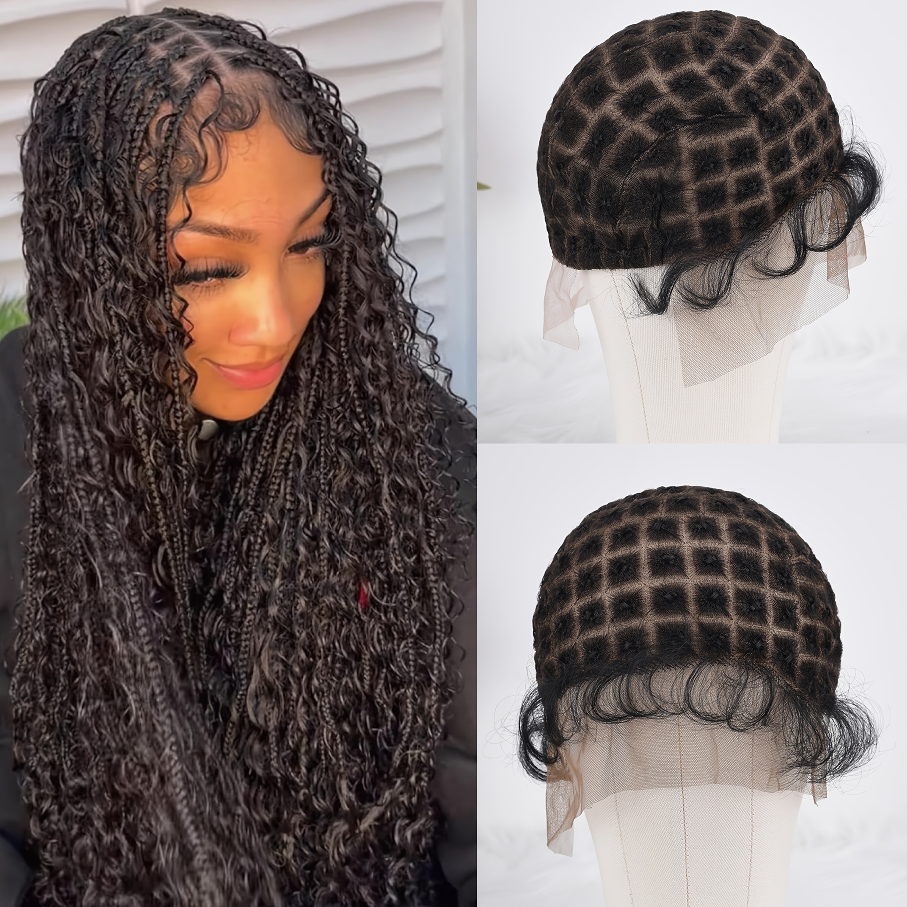 TEMU Double Full Lace Crochet Wig Caps With Natural Knots And For Glueless Braided Wig Lace Front Braided Wig Caps For Wig Making For Crochet Hair Colors And Types Diy Braided Full Lace Wig