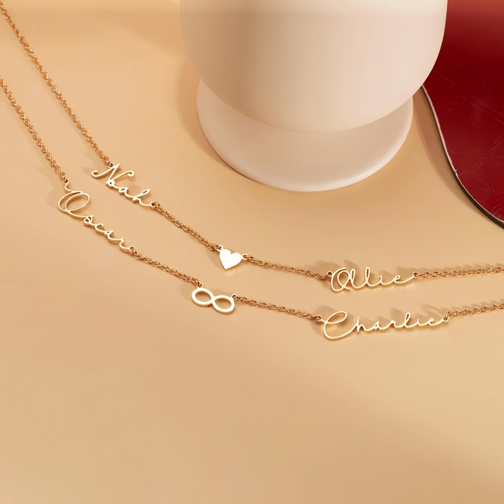 Customized Couple's Name Infinity Heart Necklace, Gift for Wife
