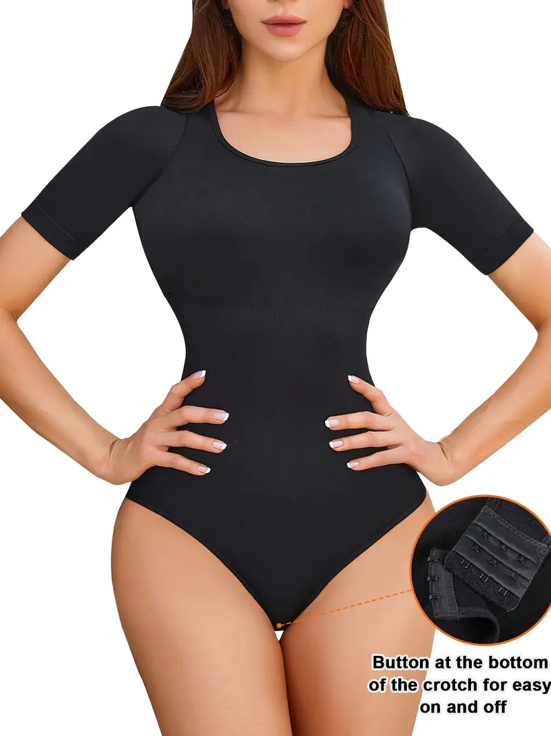 Seamless Solid Shaping Bodysuit Tummy Control Slimming Short - Temu