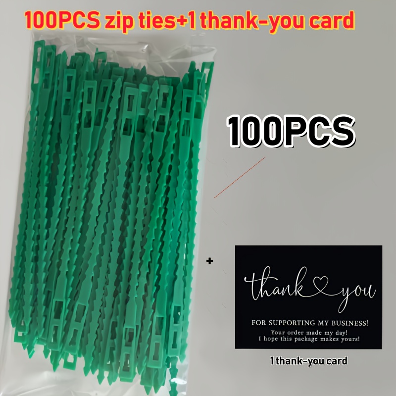 E-shop 100 Stück Extra-Lange 17 cm (6,69 Zoll) Wiederverwendbare Verstellbare Pflanzenbinder | Flexible Gartenclips + 1 Dankeskarte, Geeignet zum