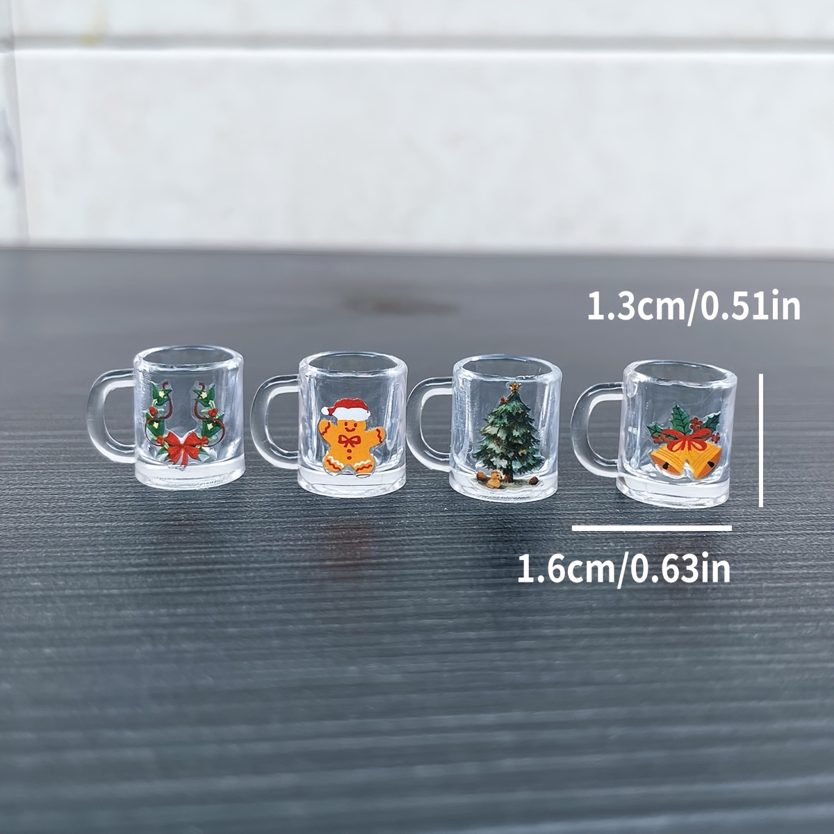 TEMU Set Of 4 Mini Christmas Cups, Miniature Cups, Special Christmas Gift, Dollhouse Kitchen Accessory Decor For Christmas, Suitable For Bjd/ob11,