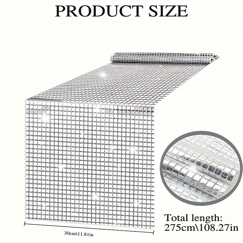 1pc Sparkling Disco Party Tablecloth - Sequin Mirror Grid Design, 94" X 54",square Shape, Perfect For Weddings, Birthdays, And Festive Celebrations, Party Decor